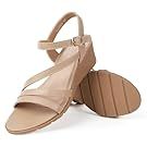Neutral toned sandals and flats shown from multiple angles.