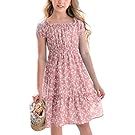 Pink floral dresses displayed from different angles on white background.