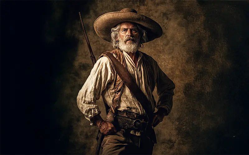 Vintage-style sepia photographs showing western or period costumes.