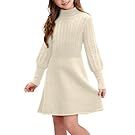 Beige ribbed knit dress with long sleeves and fitted silhouette.