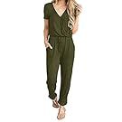 Casual olive green clothing collection featuring tops and pants on display.