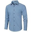 Set of light blue button-down dress shirts shown from different angles.