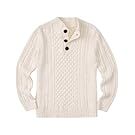 Cream colored cable knit sweaters shown from multiple angles.