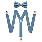 Set of blue formal accessories including bow ties and suspenders.