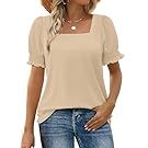 Casual neutral colored tops and dresses displayed in a product lineup.