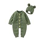 Green quilted baby clothing set with matching accessories and bear ear details.