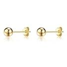Simple gold ball stud earrings shown in product display.