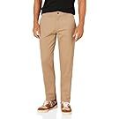 Tan chino pants in various styles shown on mannequin legs and folded flat.