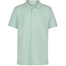 Mint green polo shirt displayed from different angles on white background.