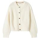 White cable knit cardigans displayed in various styles and lengths.