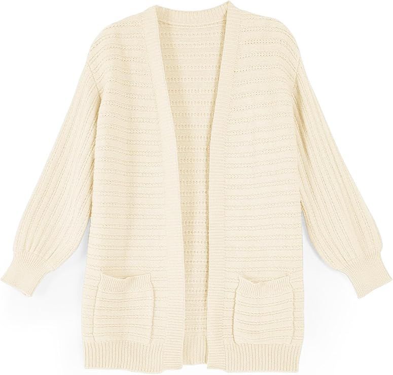 Cream colored knit cardigan sweater shown from multiple angles.
