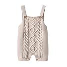 Cream colored knit baby clothing set with textured diamond patterns.