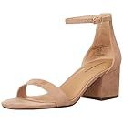 Nude block heel sandals with ankle strap shown in product lineup.