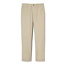 Collection of khaki and beige casual pants arranged in a row.