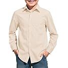 Man wearing beige button-down shirt shown from different angles against white background.