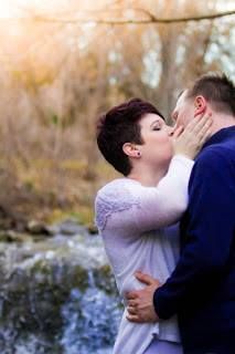 Series of romantic poses captured against natural winter backdrop.