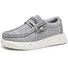 Gray canvas sneakers with white soles shown from different angles.