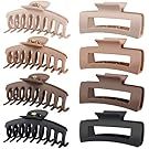 Set of large matte hair clips in brown and beige tones.