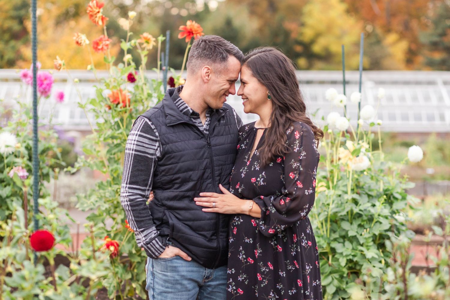 Couple laughing together during a golden hour session in Connecticut — Minmo Photography