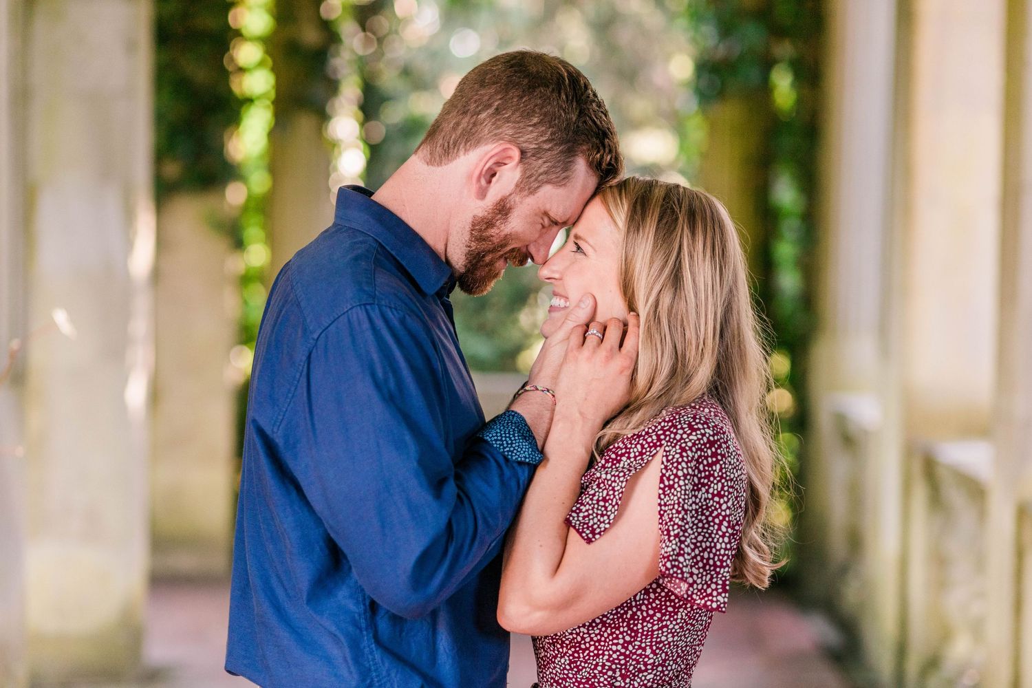 Two people embracing during a Connecticut couples photography session at Harkness Memorial State Park — Minmo Photography