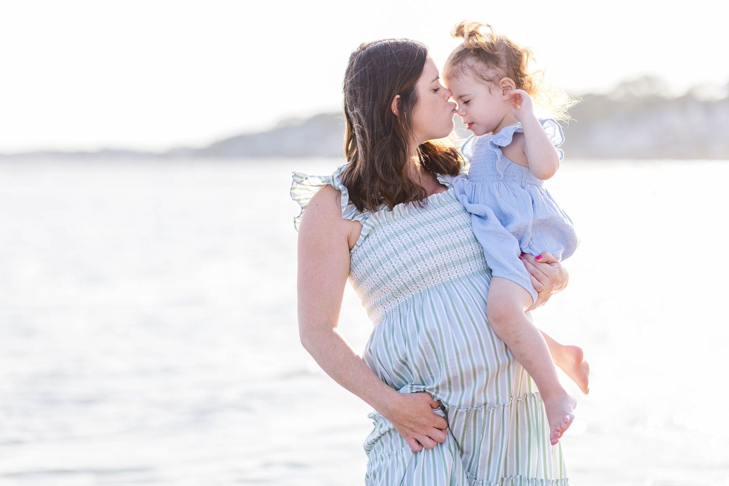 Family maternity session with toddler sitting on mom's belly — Connecticut maternity photographer Minmo Photography