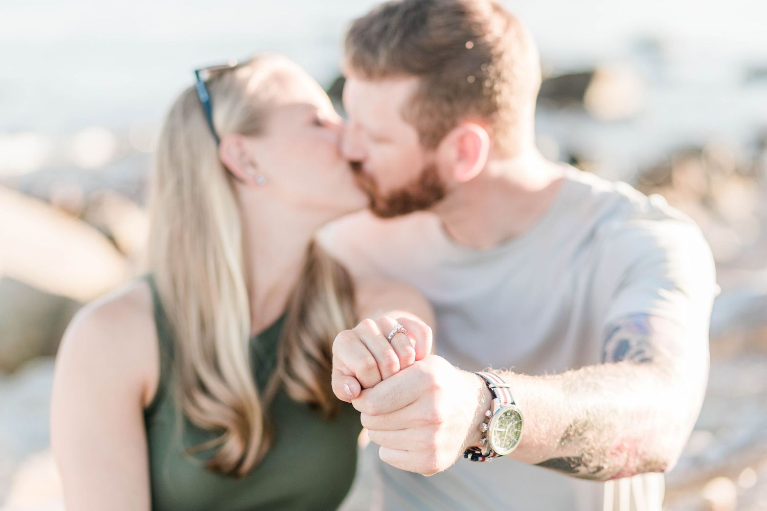 Close-up of engagement ring during a Connecticut engagement photography session — Minmo Photography