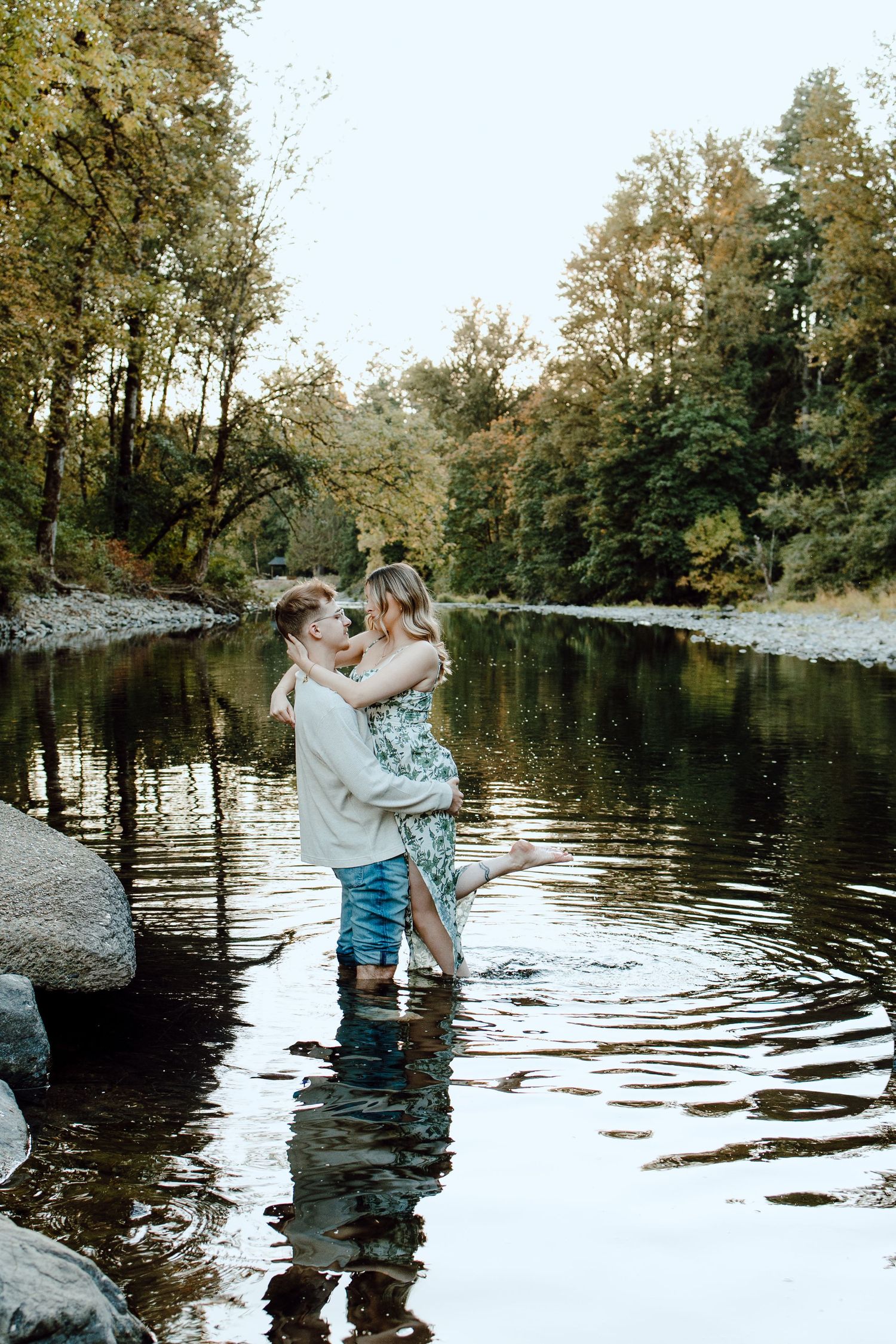 Photo of a couple in the river