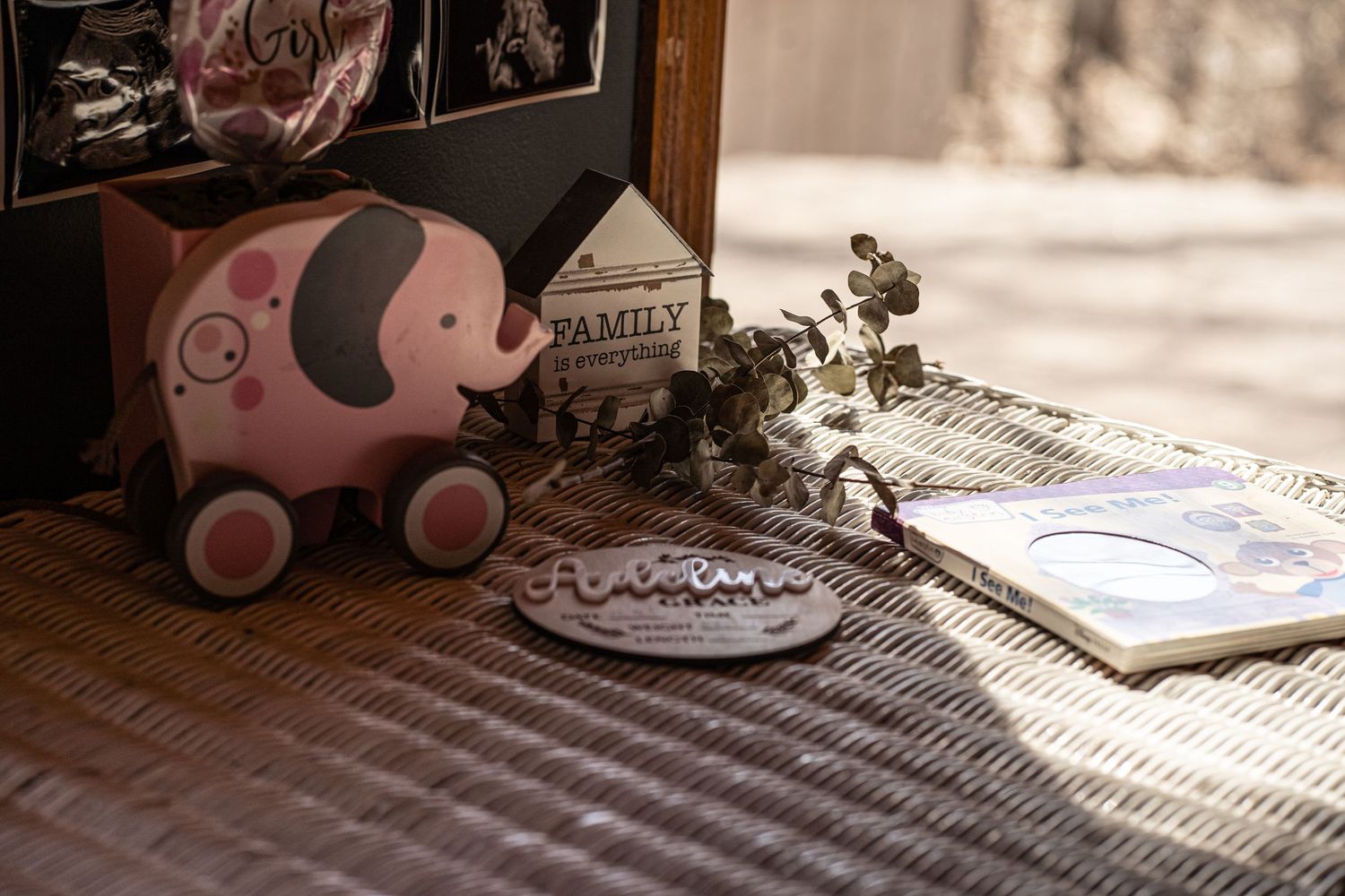 Detail shot from a family session for a newborn.