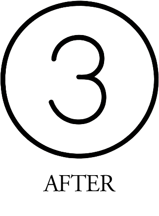 A black and white circular icon with the number 3 and text 'AFTER' underneath.