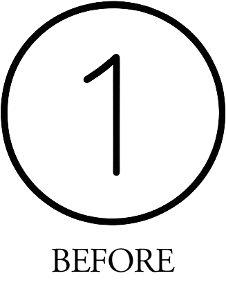 Text reading 'BEFORE' in large black letters against white background.