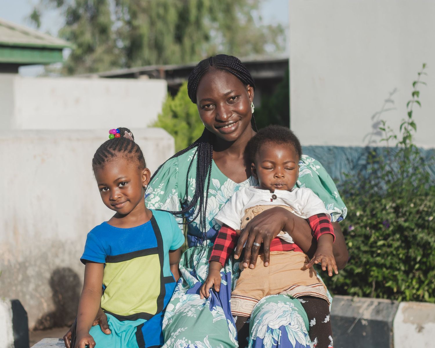A black mother and her children