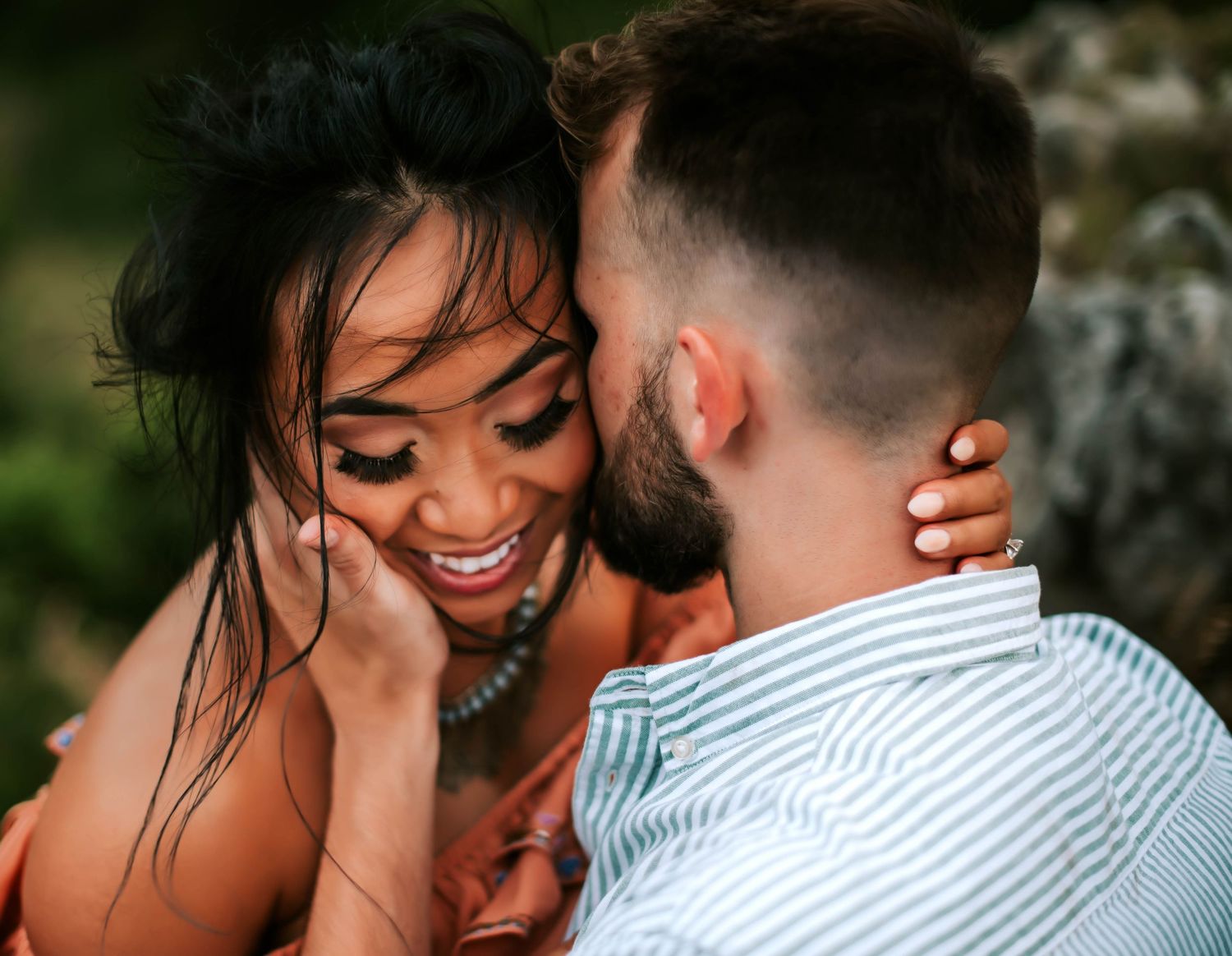 a couple embracing shot from above