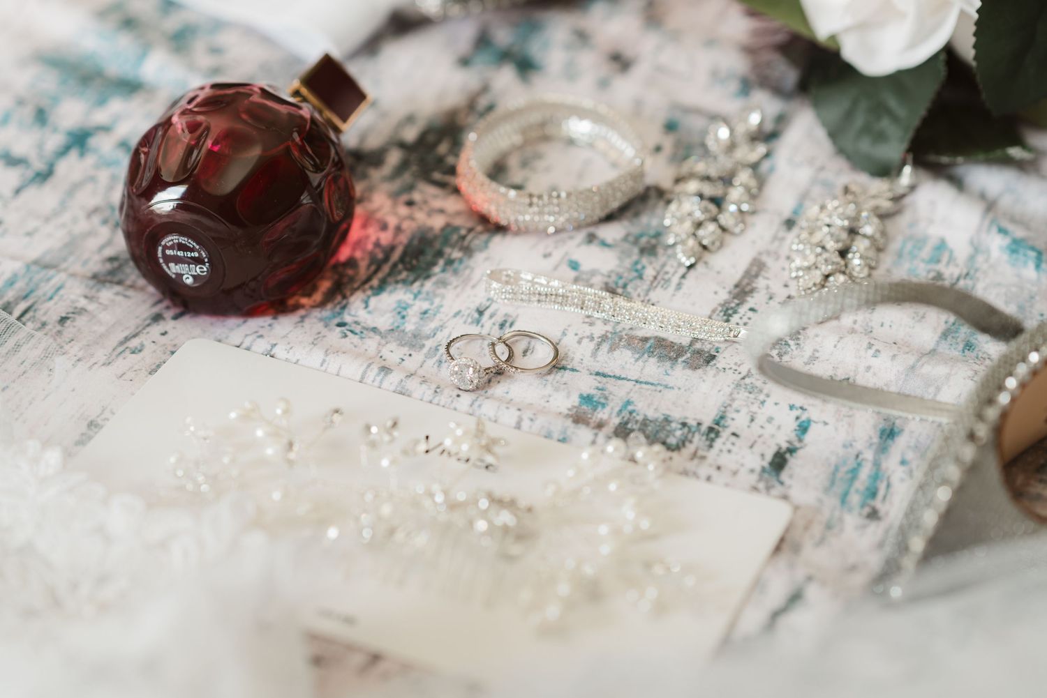 Vintage-inspired table decor with crystal glassware and delicate details.