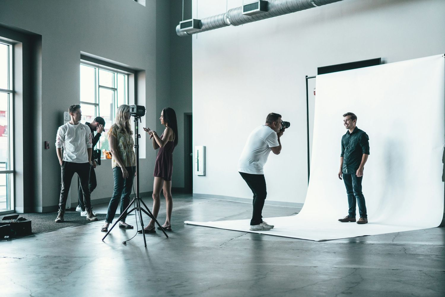 Professional team headshots in office environment Los Angeles
