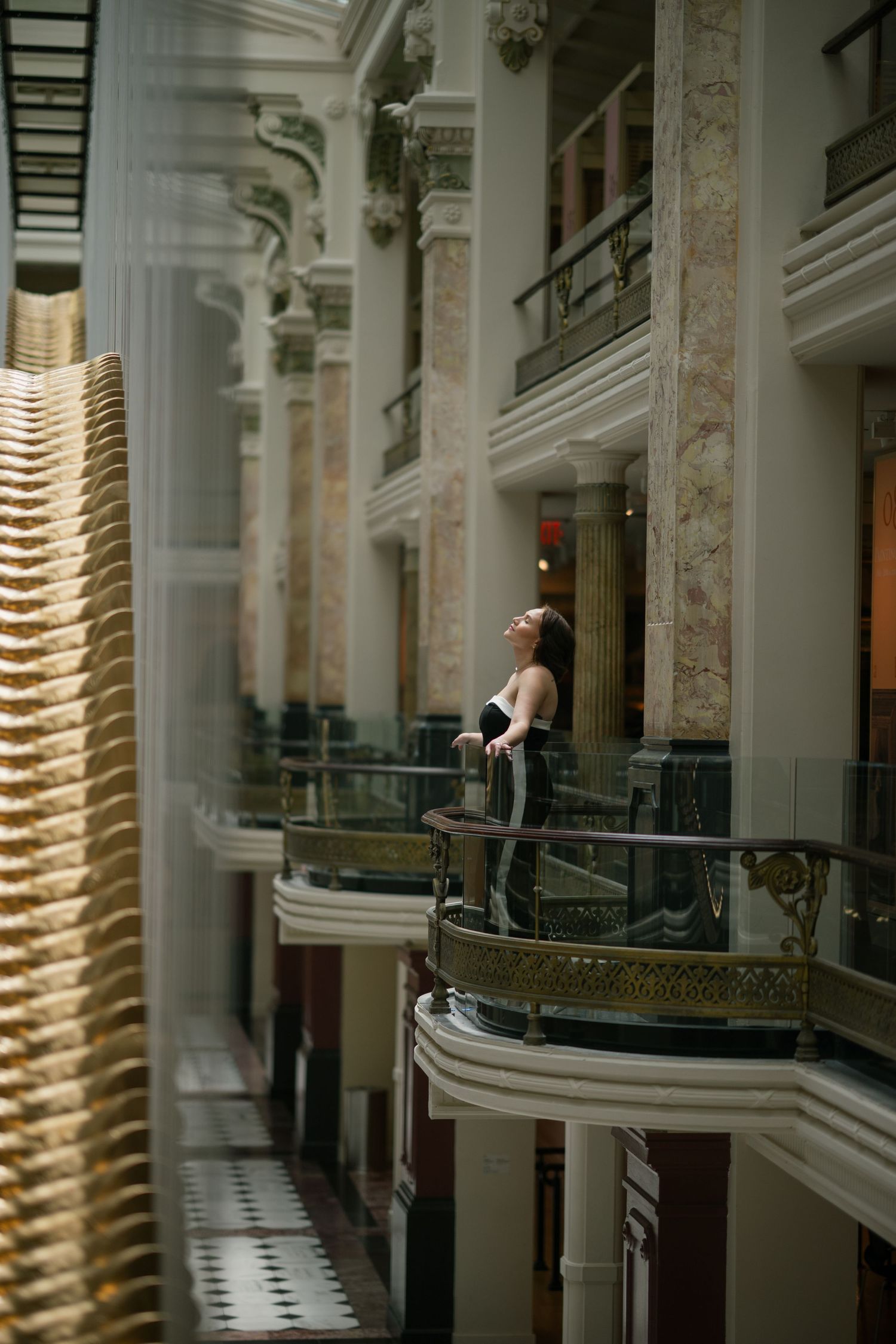recent George Mason University graduate marvels at artwork in the National Portrait Gallery in DC