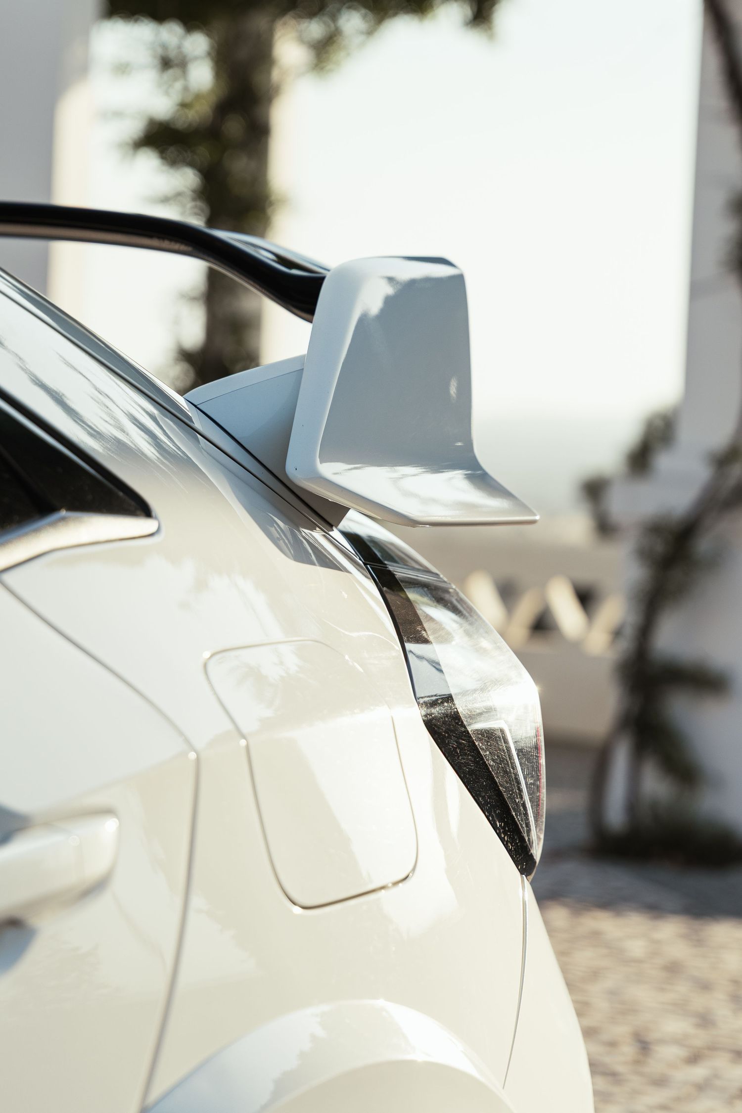 Close-up detail shots of a white Honda Civic Type R's exterior body panels and design elements.