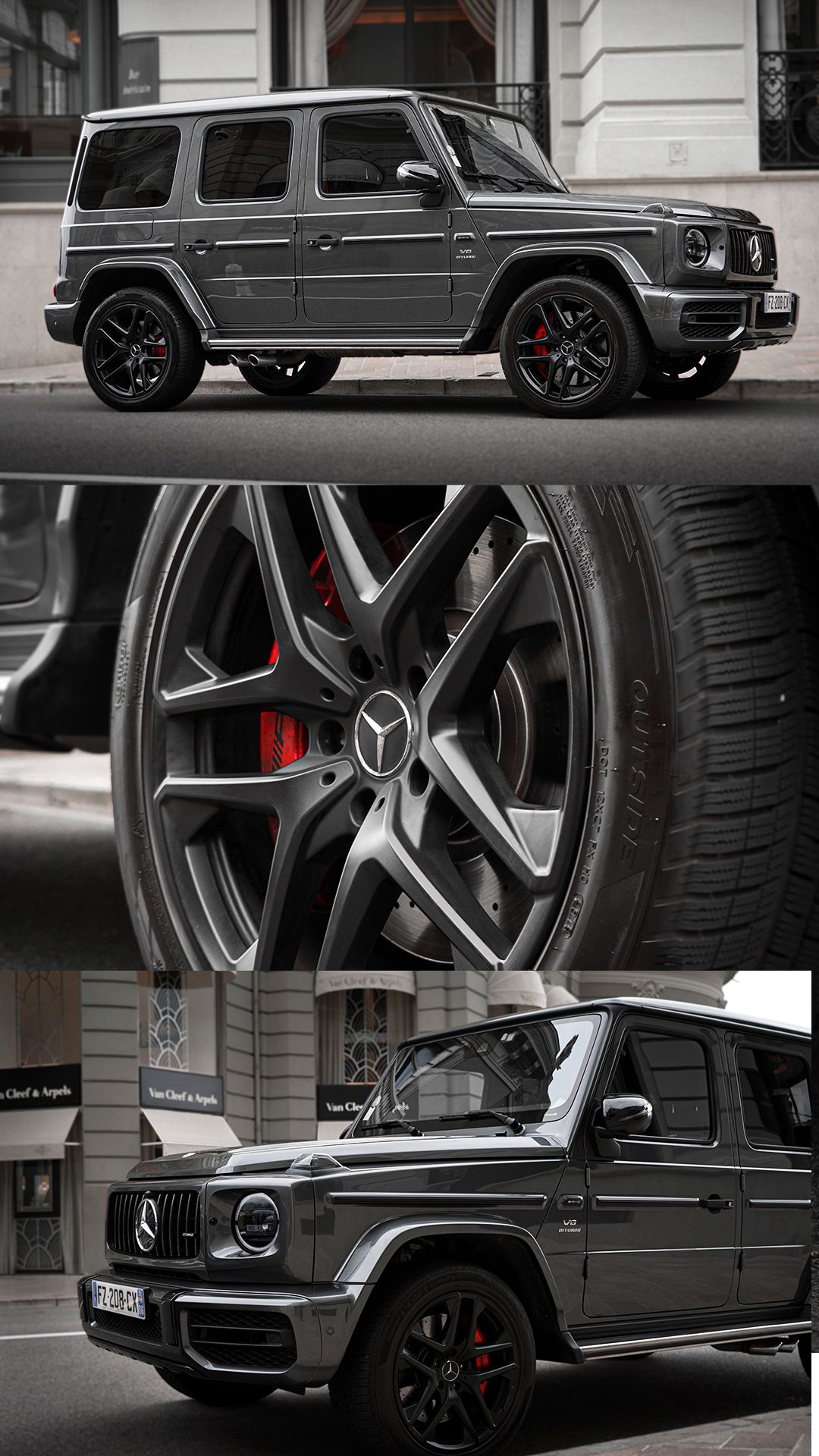 Mercedes-AMG G-Class with custom wheels and performance upgrades in urban setting.