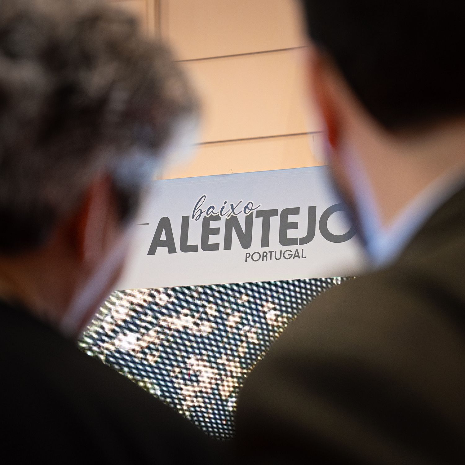 Conference room setting with Alentejo Portugal banner visible in background.