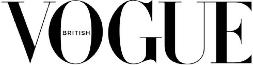 The iconic black and white British Vogue magazine logo displayed in elegant typography.