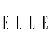 Black and white repeating pattern of the word 'ELLE' creating a geometric text-based design.