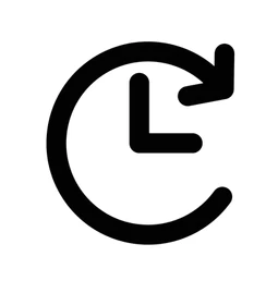 A black circular arrow icon showing clockwise rotation movement for history or time functions.