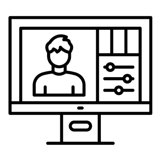 Computer monitor displaying a user profile interface with settings controls and adjustment sliders.