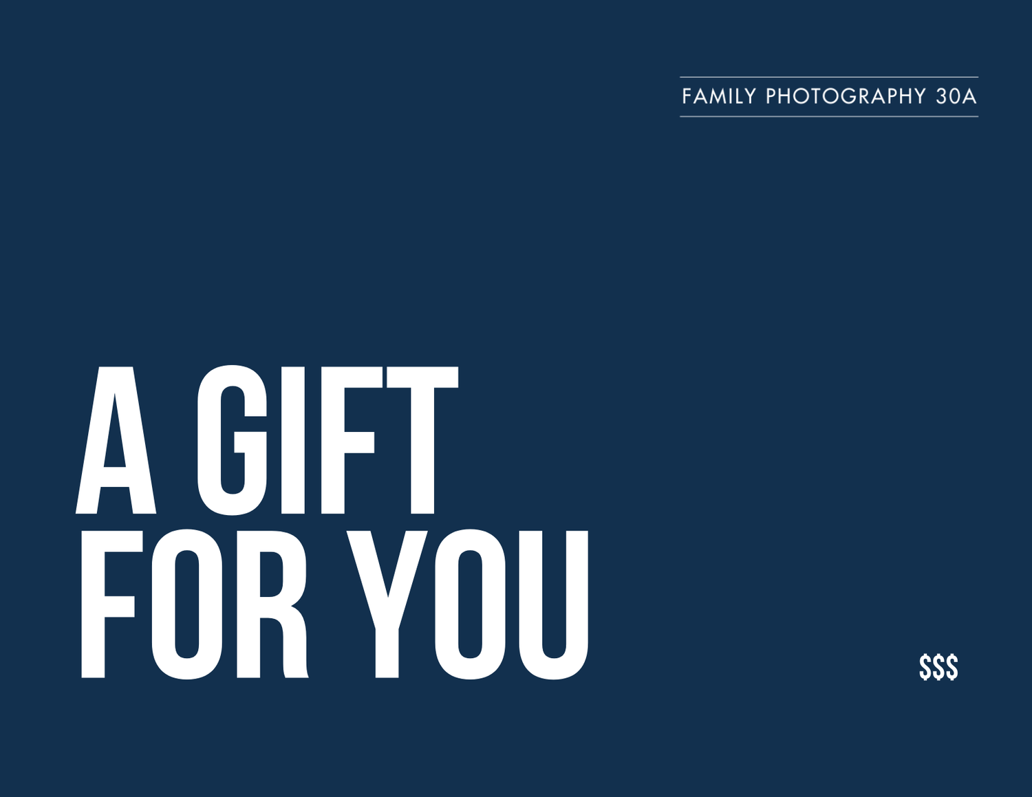 A series of dark blue text panels displaying 'A GIFT FOR YOU' in white typography against a navy background.