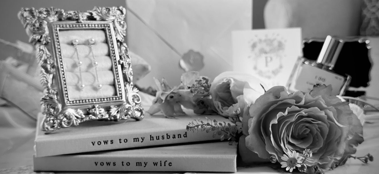 Wedding invitation suite, flowers, and bridal details captured by a wedding content creator before the ceremony.