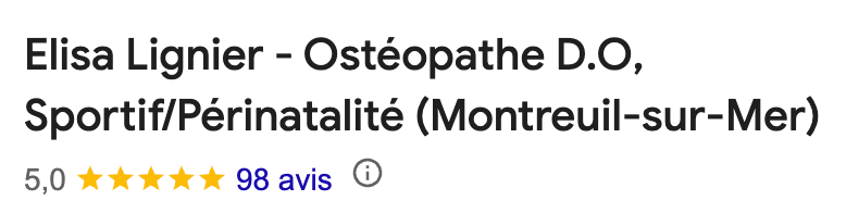 Avis google - Elisa Ostéopathe D.O
Cabinet Montreuil-sur-Mer