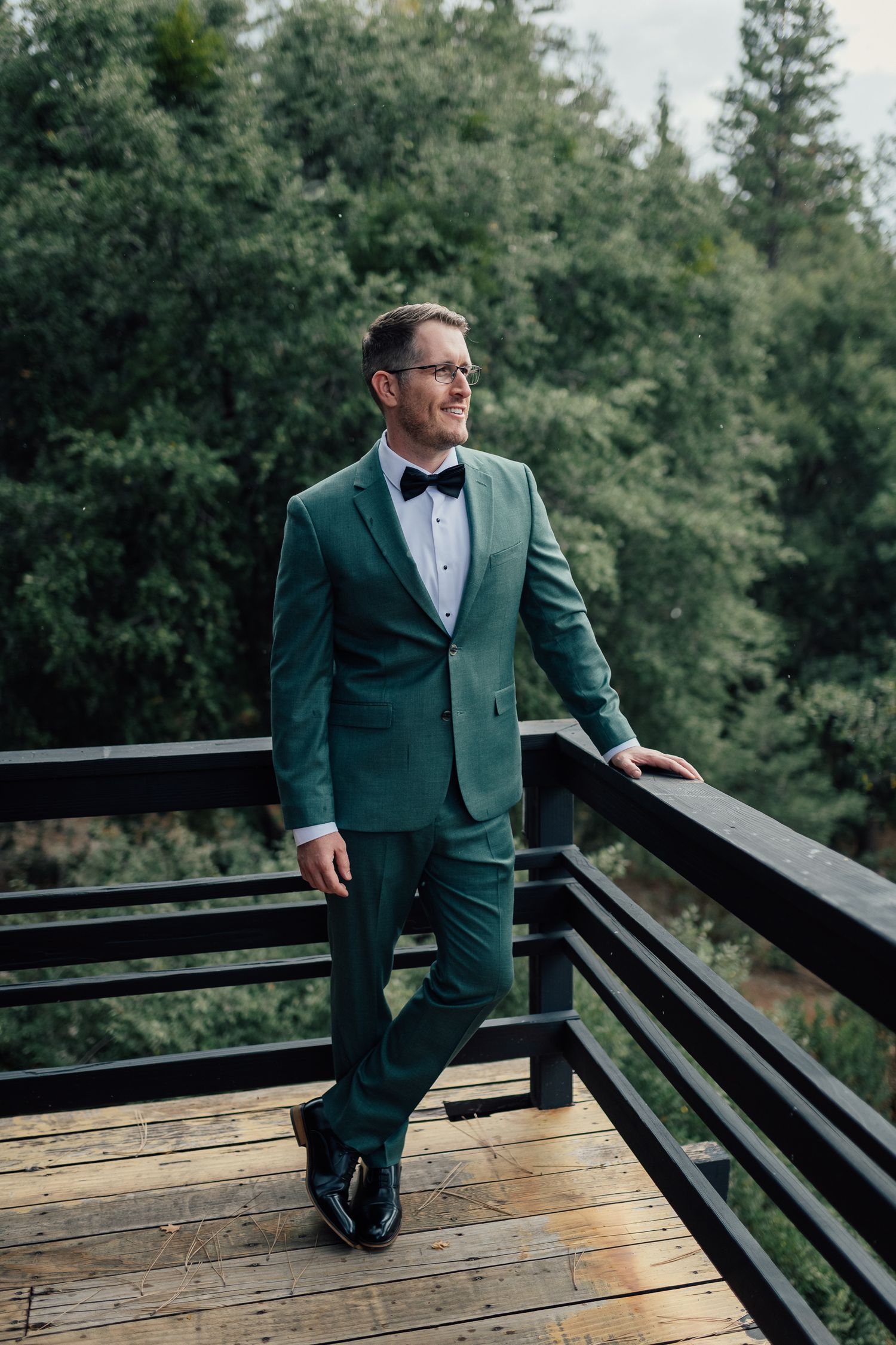 Groom at Idyllwild Elopements, nature ceremony, surrounded by nature, private mountain ceremony