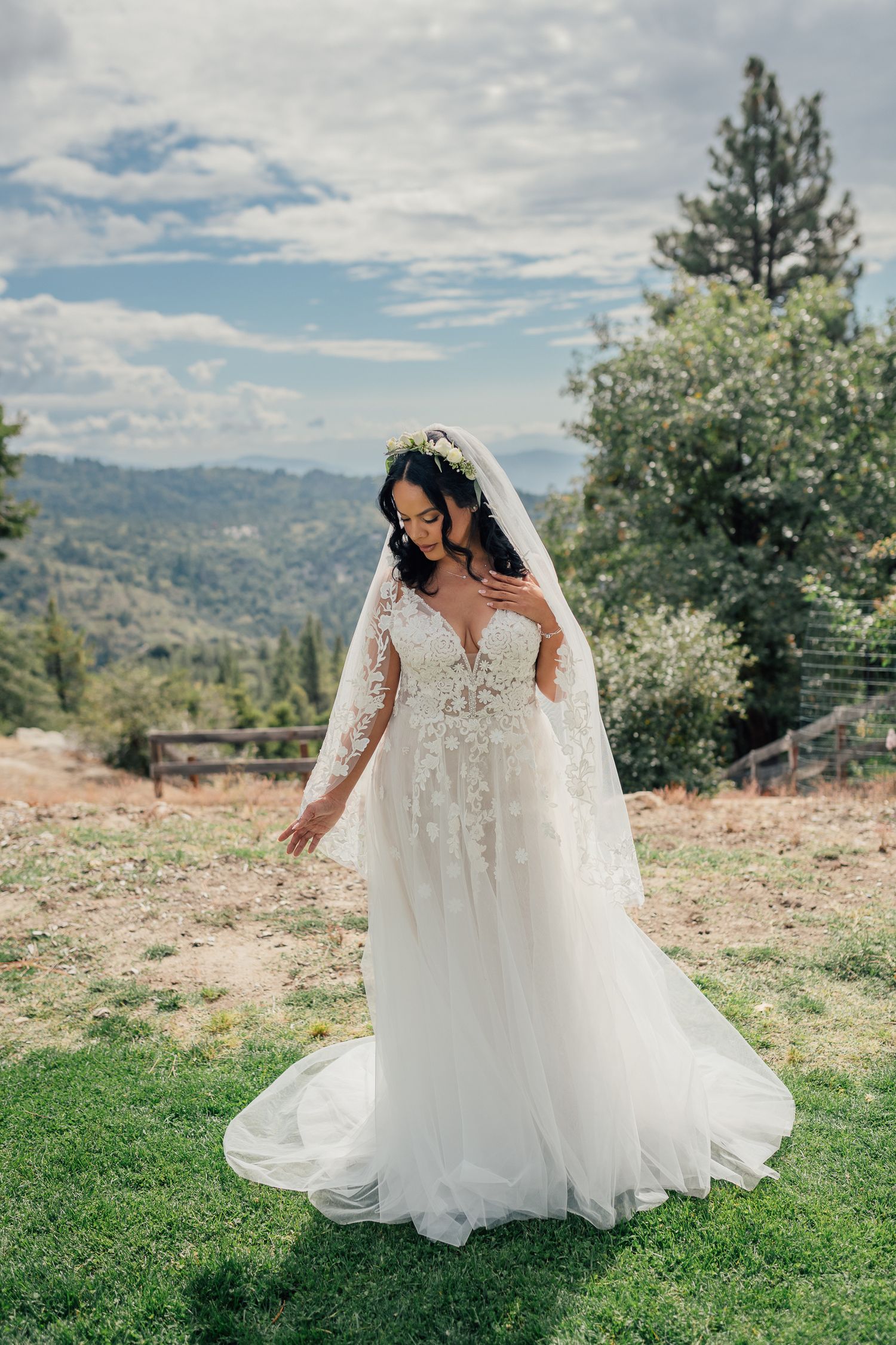 Idyllwild Elopements, nature ceremony, surrounded by nature, young bride in private mountain ceremony