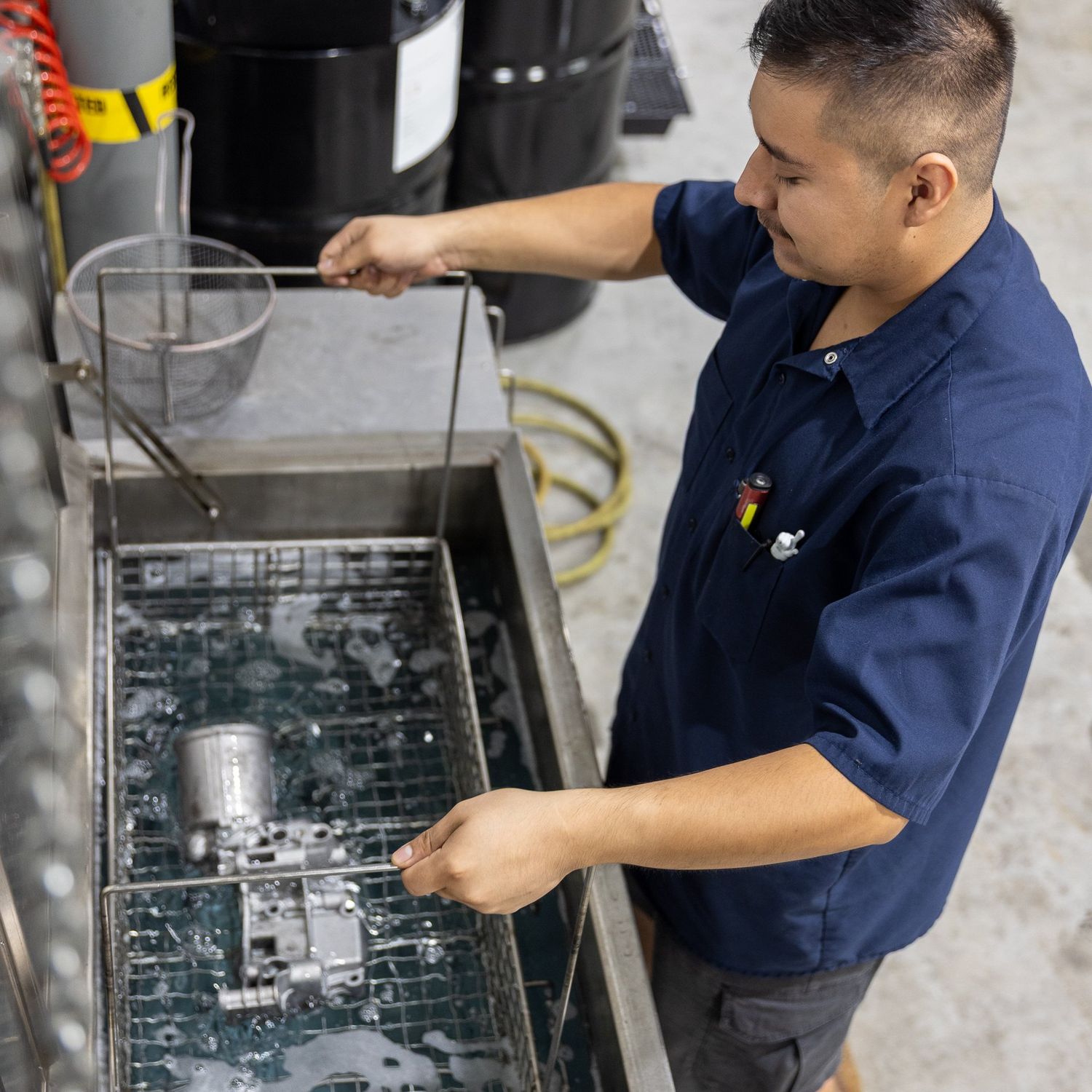 Ultrasonic parts cleaner in the ABR Houston service shop
