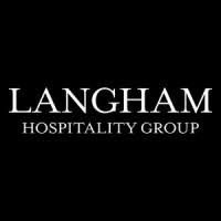 Langham Hospitality Group logo in elegant white serif font on dark background.