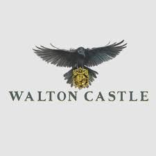 Walton Castle venue logo featuring a raven with golden crest above elegant serif text.